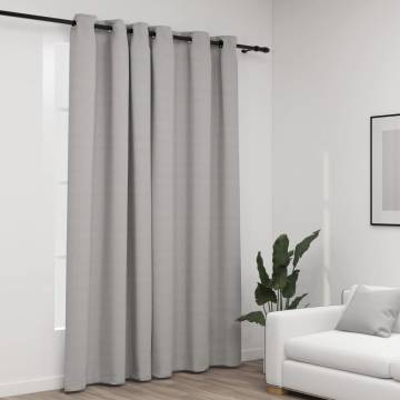 Linen-Look Blackout Curtains with Grommets - Grey 290x245cm