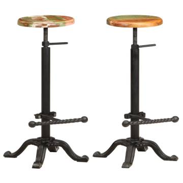 Stylish Bar Stools Set - Cast Iron & Reclaimed Wood