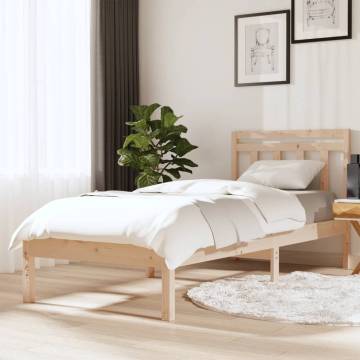 Small Single Bed Frame 75x190 cm - Solid Pine Wood