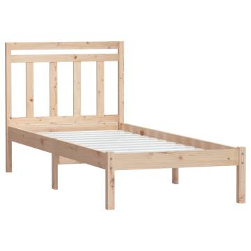 Small Single Bed Frame 75x190 cm - Solid Pine Wood