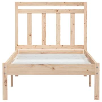 Small Single Bed Frame 75x190 cm - Solid Pine Wood