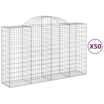 Arched Gabion Baskets - 50 pcs Galvanised Iron | Hipomarket