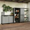 Keter Low Storage Cabinet in Planet Grey and Black - Stylish & Secure