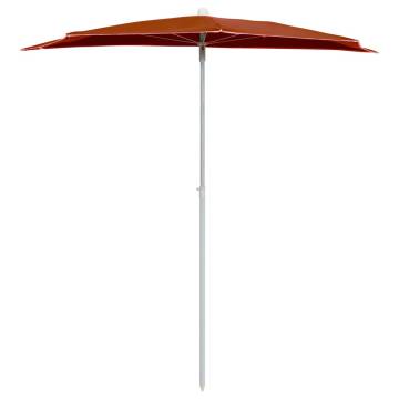 Garden Half Parasol with Pole 180x90 cm - Terracotta Shade