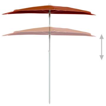 Garden Half Parasol with Pole 180x90 cm - Terracotta Shade