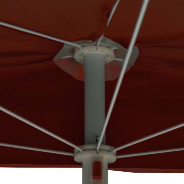 Garden Half Parasol with Pole 180x90 cm - Terracotta Shade