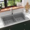 Overmount Kitchen Sink Double Basin Granite Grey Colour grey 