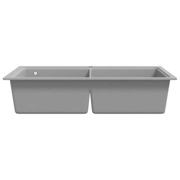 Granite Grey Overmount Double Basin Kitchen Sink