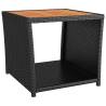 Stylish Tea Table with Wooden Top | Black Poly Rattan & Acacia