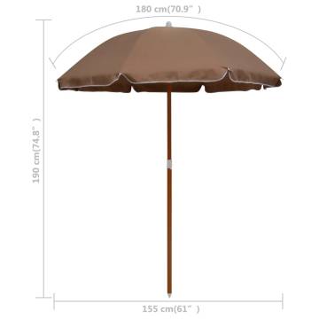 Parasol with Steel Pole 180 cm Taupe - UV Protection