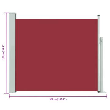 Patio Retractable Side Awning 100x300 cm - Red | Hipo Market