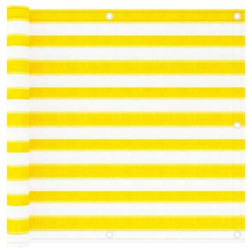 Yellow and White Balcony Screen 90x300 cm - HDPE Privacy Shield