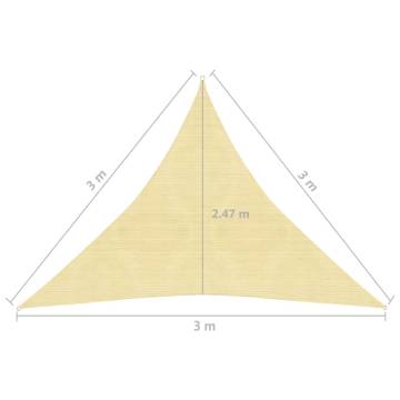 Beige HDPE Sunshade Sail 3x3x3 m - UV Protection