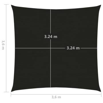 Sunshade Sail 3.6x3.6 m Black 160 g/m² - HDPE Protection