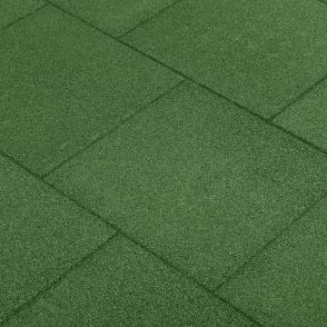 Fall Protection Rubber Tiles 6 pcs - Green 50x50x3 cm