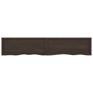 Dark Brown Bathroom Countertop - Solid Oak 200x40 cm