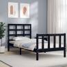 Bed Frame with Headboard Black Small Single Solid Wood Colour black Size 75 x 190 cm 