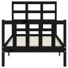 Black Small Single Bed Frame with Headboard | Solid Pine Wood