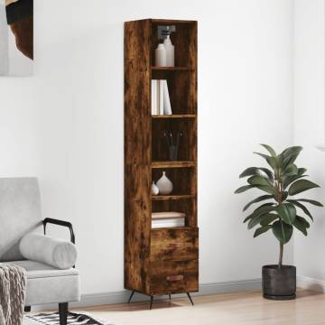 Stylish Highboard in Smoked Oak - Engineered Wood 34.5x34x180 cm