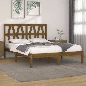 Honey Brown Solid Wood Bed Frame 200x200 cm | HipoMarket