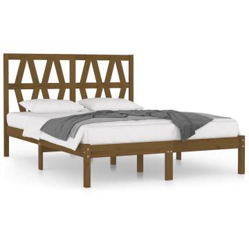 Honey Brown Solid Wood Bed Frame 200x200 cm | HipoMarket