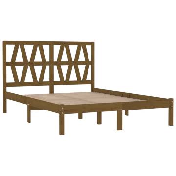 Honey Brown Solid Wood Bed Frame 200x200 cm | HipoMarket