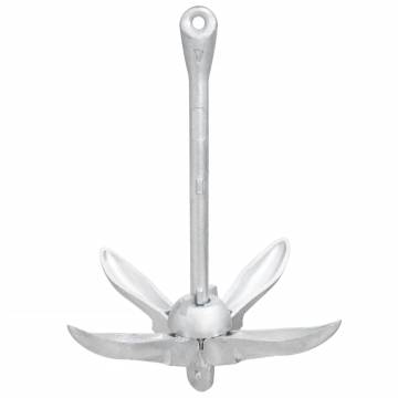 Folding Anchor with Rope - Silver 2.5kg Malleable Iron