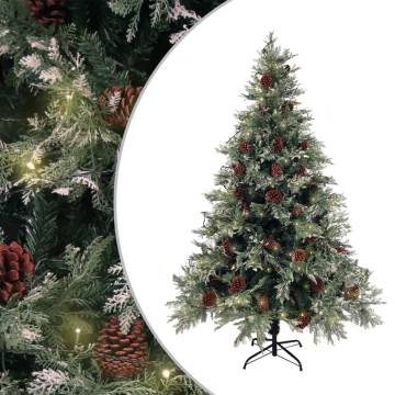 Pre-lit Christmas Tree with Pine Cones - 150 cm Green & White