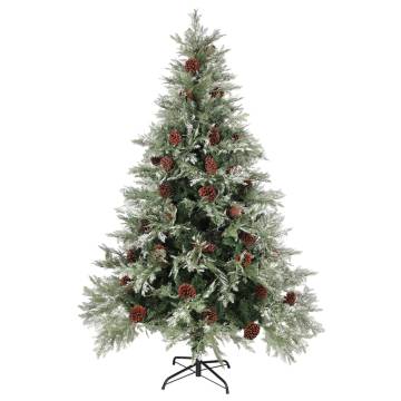 Pre-lit Christmas Tree with Pine Cones - 150 cm Green & White