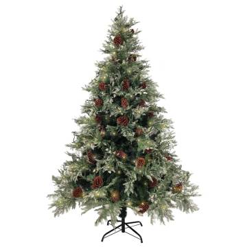 Pre-lit Christmas Tree with Pine Cones - 150 cm Green & White