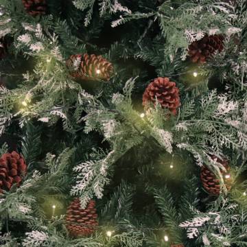 Pre-lit Christmas Tree with Pine Cones - 150 cm Green & White