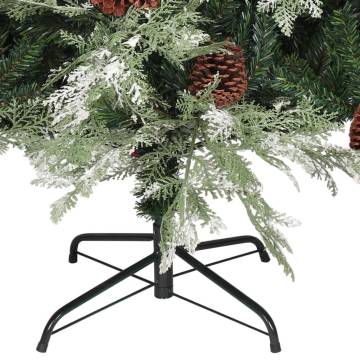 Pre-lit Christmas Tree with Pine Cones - 150 cm Green & White