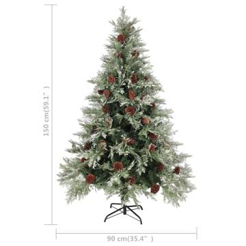 Pre-lit Christmas Tree with Pine Cones - 150 cm Green & White