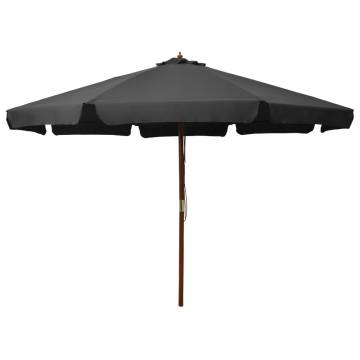 Outdoor Parasol with Wooden Pole 330 cm - Anthracite