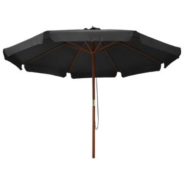 Outdoor Parasol with Wooden Pole 330 cm - Anthracite