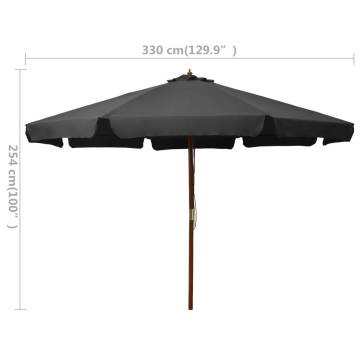 Outdoor Parasol with Wooden Pole 330 cm - Anthracite