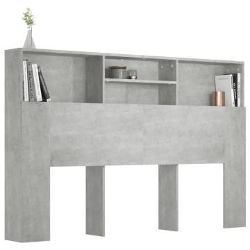 Elegant Concrete Grey Headboard Cabinet - 160x19x103.5 cm