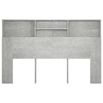 Elegant Concrete Grey Headboard Cabinet - 160x19x103.5 cm