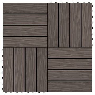 11 pcs Deep Embossed WPC Decking Tiles 30x30 cm Dark Brown