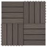 11 pcs Deep Embossed WPC Decking Tiles 30x30 cm Dark Brown