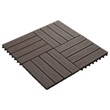 11 pcs Deep Embossed WPC Decking Tiles 30x30 cm Dark Brown