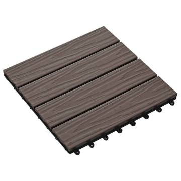 11 pcs Deep Embossed WPC Decking Tiles 30x30 cm Dark Brown