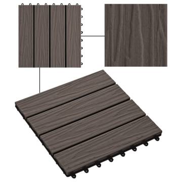 11 pcs Deep Embossed WPC Decking Tiles 30x30 cm Dark Brown