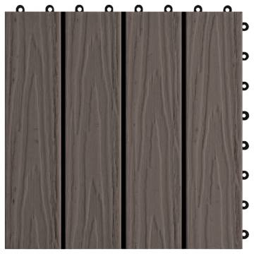 11 pcs Deep Embossed WPC Decking Tiles 30x30 cm Dark Brown