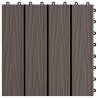 11 pcs Deep Embossed WPC Decking Tiles 30x30 cm Dark Brown