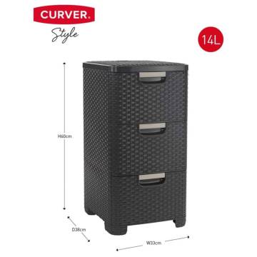 Curver Drawer Cabinet 3x14L Anthracite - Stylish Storage Solution