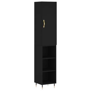 Stylish Highboard Black - 34.5x34x180 cm Engineered Wood