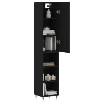 Stylish Highboard Black - 34.5x34x180 cm Engineered Wood