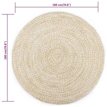 Handmade Jute Rug - White & Brown, 180 cm | HipoMarket