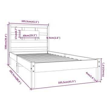 Honey Brown Solid Wood Bed Frame 100x200 cm - Hipomarket